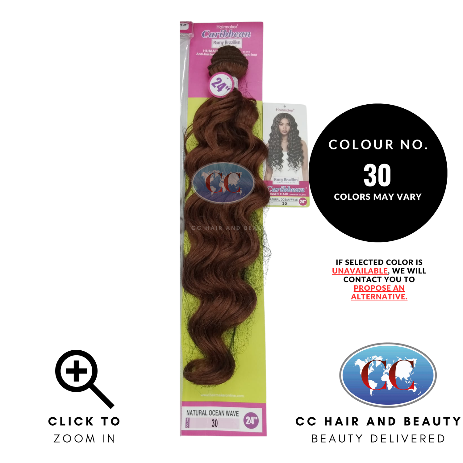 Human Hair Premium Blend-NATURAL OCEAN WAVE 24"-Color-30