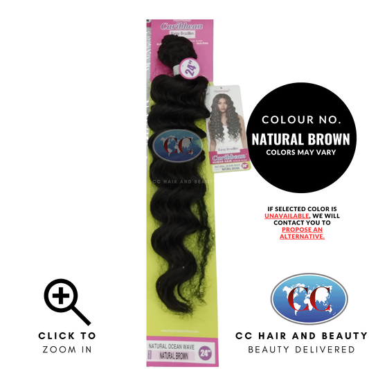 Human Hair Premium Blend-NATURAL OCEAN WAVE 24"-Color-NATURAL BROWN