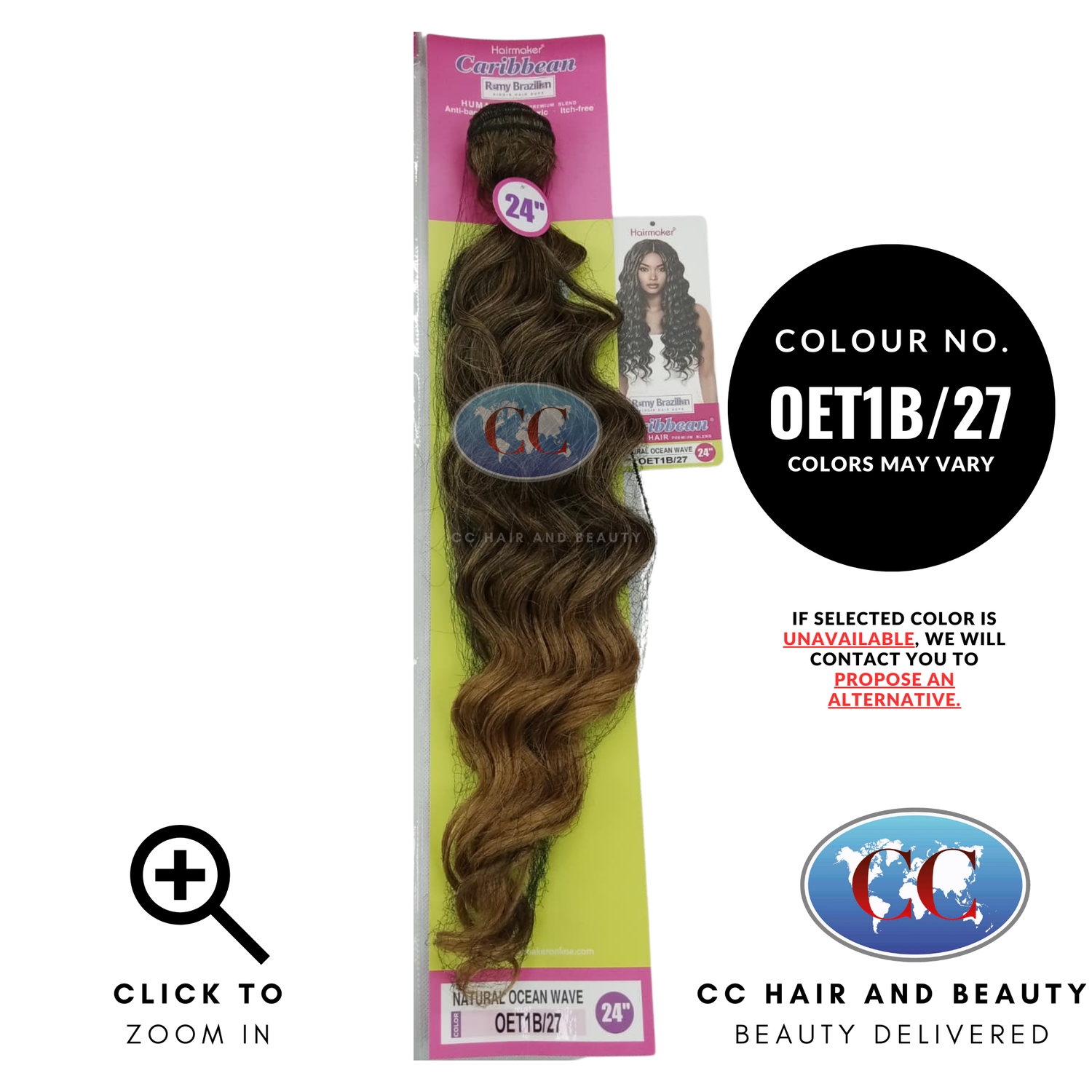 Human Hair Premium Blend-NATURAL OCEAN WAVE 24"-Color-OET1B/27