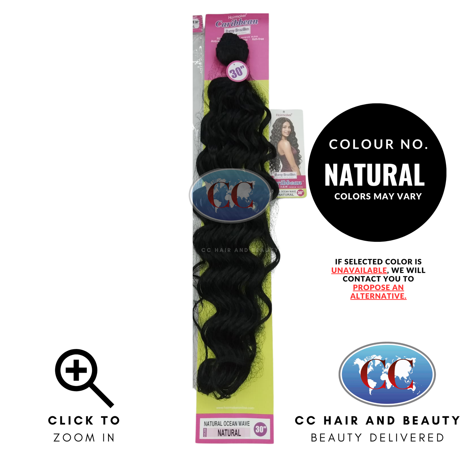 Human Hair Premium Blend-NATURAL OCEAN WAVE 30"-Color-NATURAL 