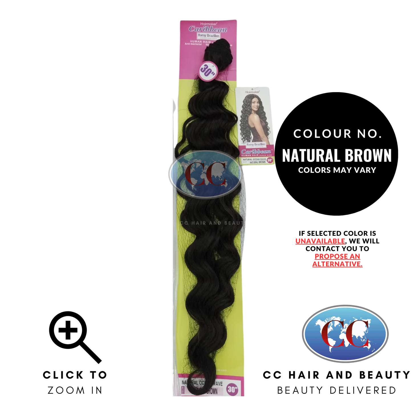 Human Hair Premium Blend-NATURAL OCEAN WAVE 30"-Color-NATURAL BROWN