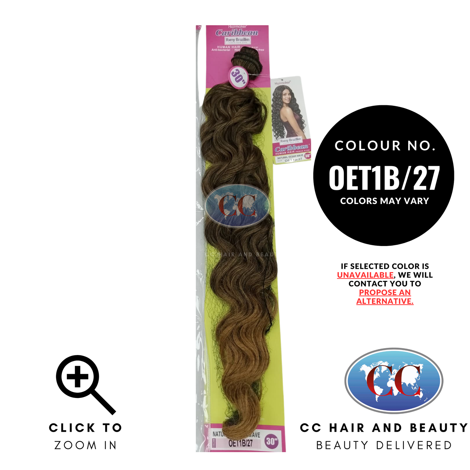 Human Hair Premium Blend-NATURAL OCEAN WAVE 30"-Color-OET1B/27