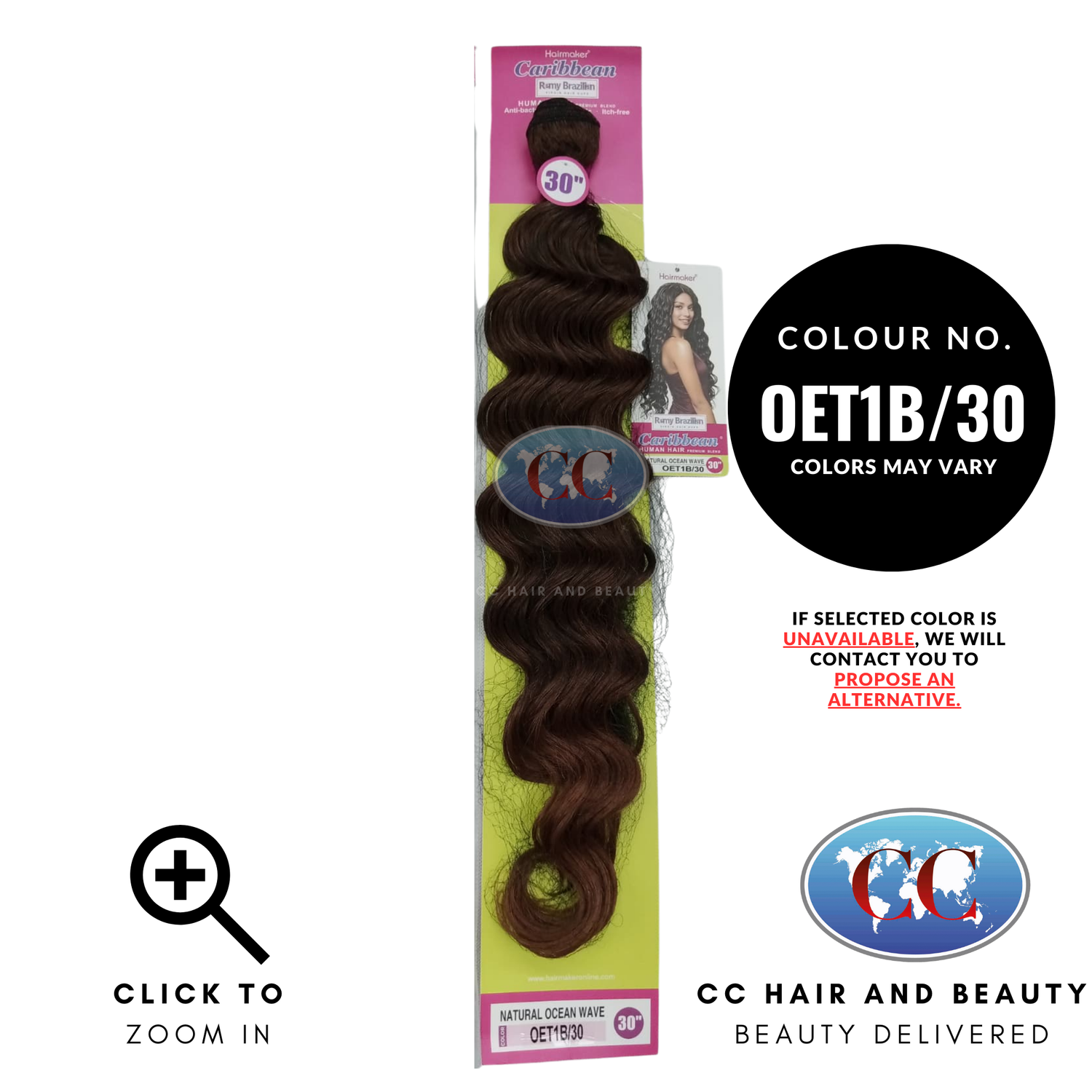 Human Hair Premium Blend-NATURAL OCEAN WAVE 30"-Color-OET1B/30