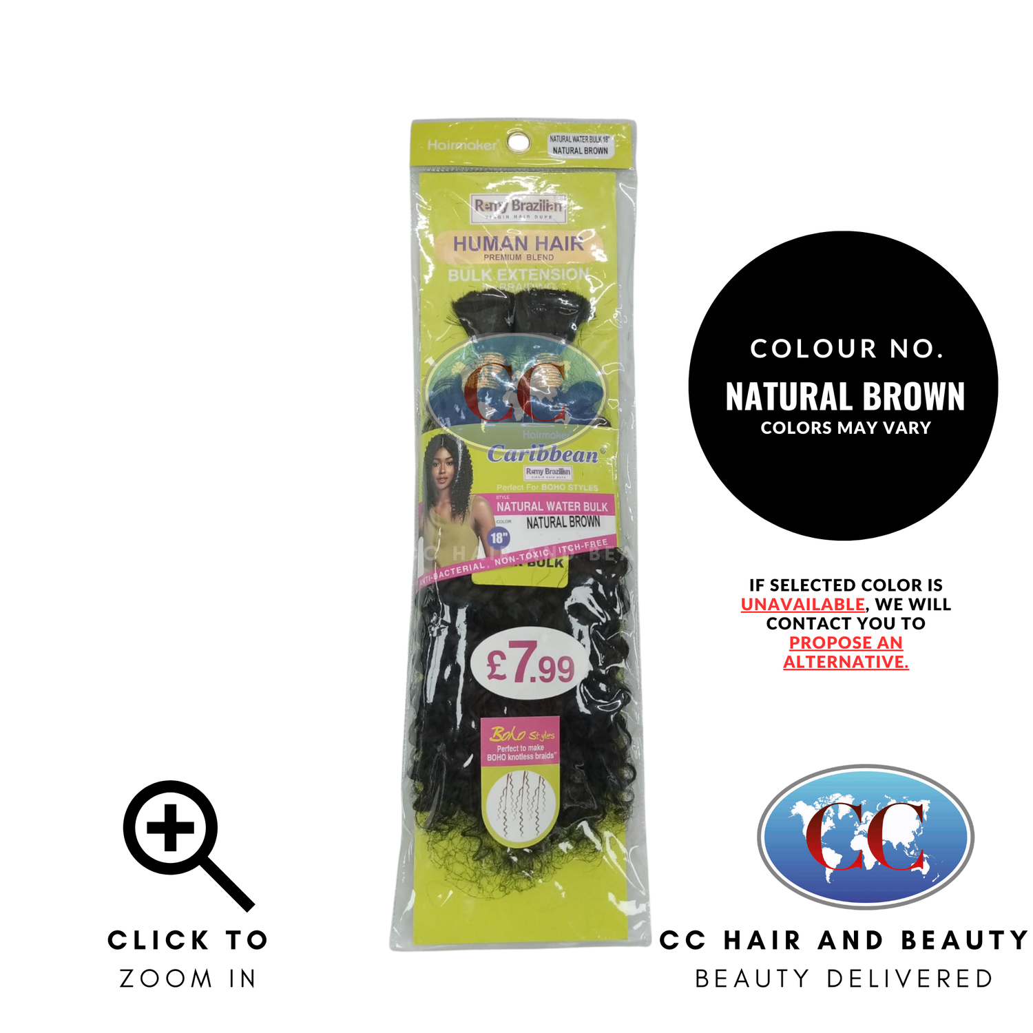 Human Hair Premium Blend-Natural Water Bulk-18"-Color-Natural Water Bulk