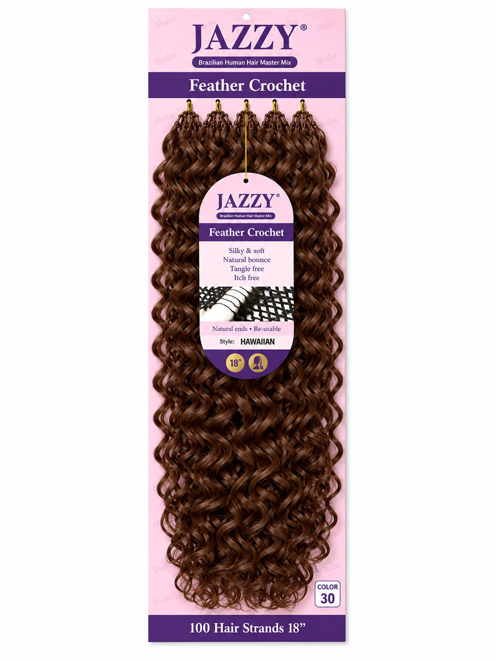 JAZZY Feather Crochet Hair Brazilian Human Hair Blend Crochet - Hawaiian 18"