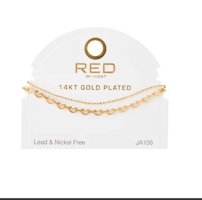 Red By Kiss 14KT Gold Plated Glam Fashion Anklet Heart Chain