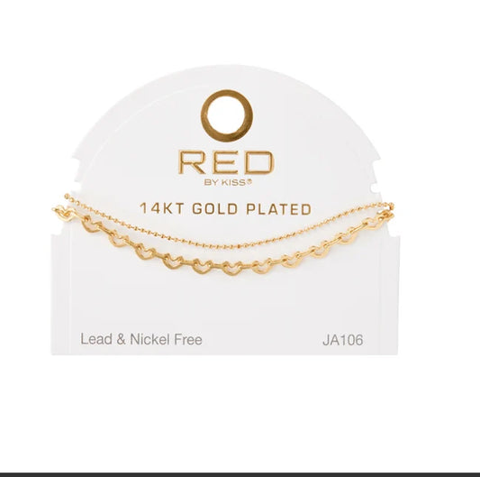 Red By Kiss 14KT Gold Plated Glam Fashion Anklet Heart Chain