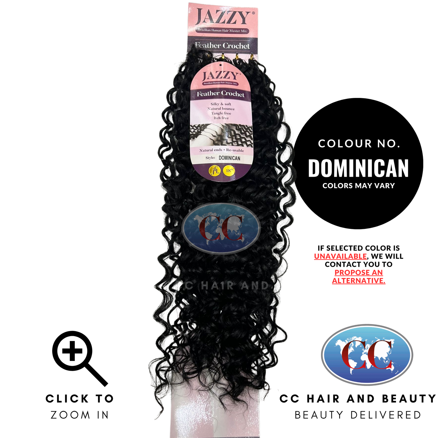 JAZZY Feather Crochet Hair Brazilian Human Hair Blend Crochet - Dominican 18"