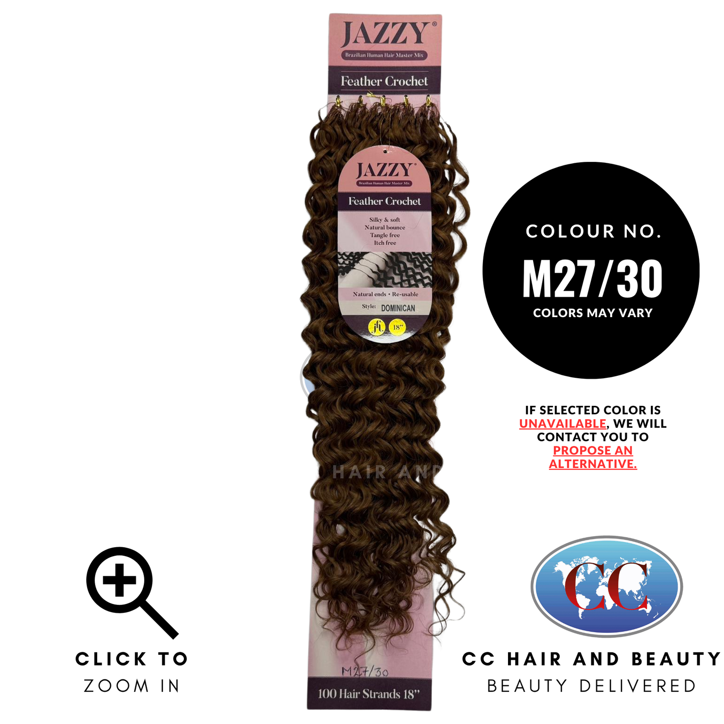 JAZZY Feather Crochet Hair Brazilian Human Hair Blend Crochet - Dominican 18" - M27/30