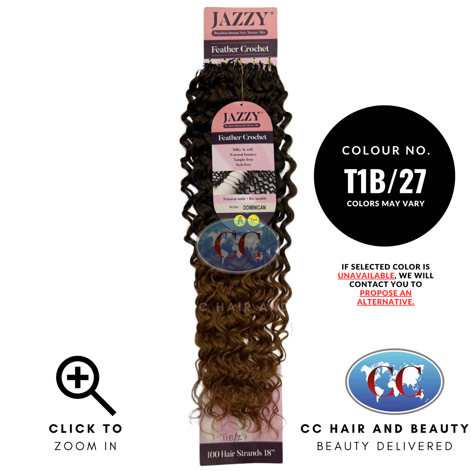 JAZZY Feather Crochet Hair Brazilian Human Hair Blend Crochet - Dominican 18" - T1B/27