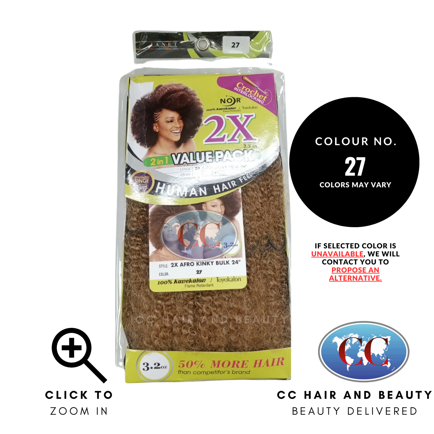 Janet Collection 2x Afro Kinky Bulk 24"-colour 27