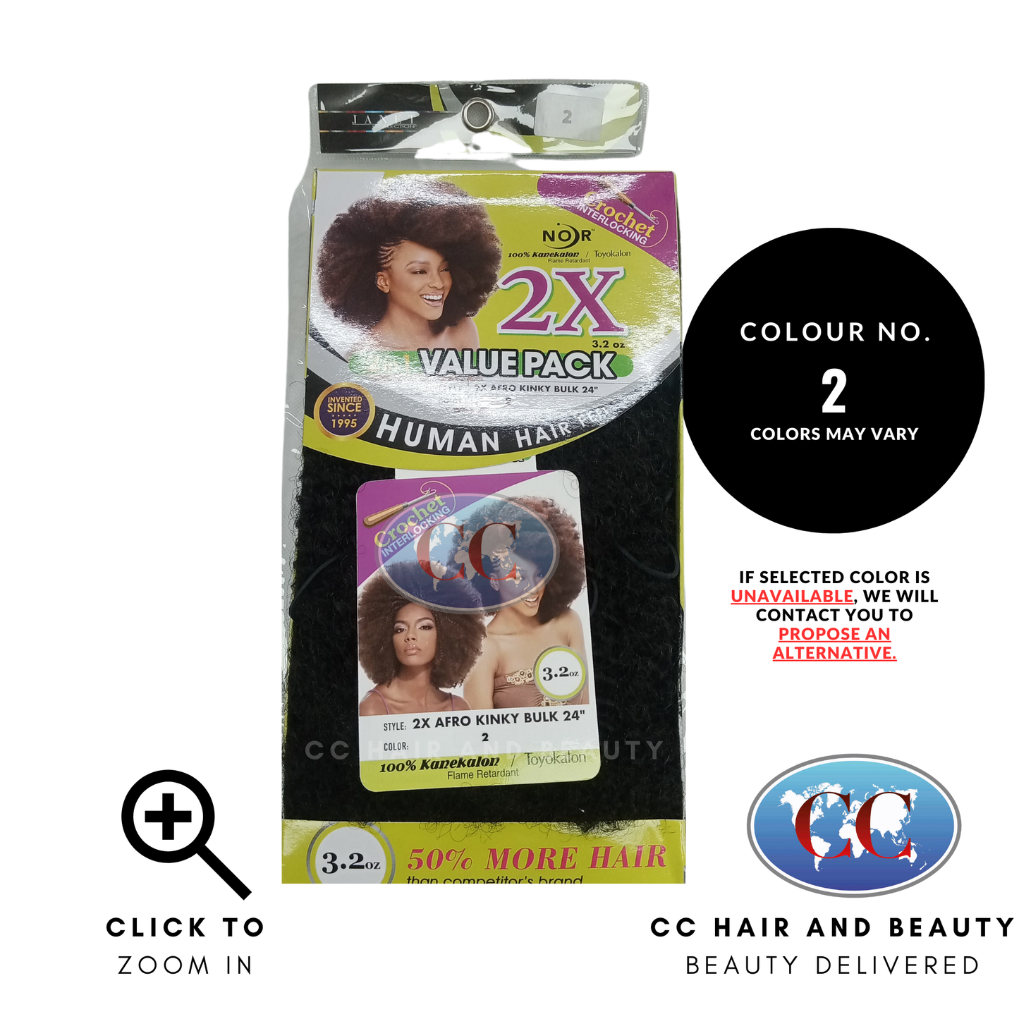 Janet Collection 2x Afro Kinky Bulk 24"-colour 2