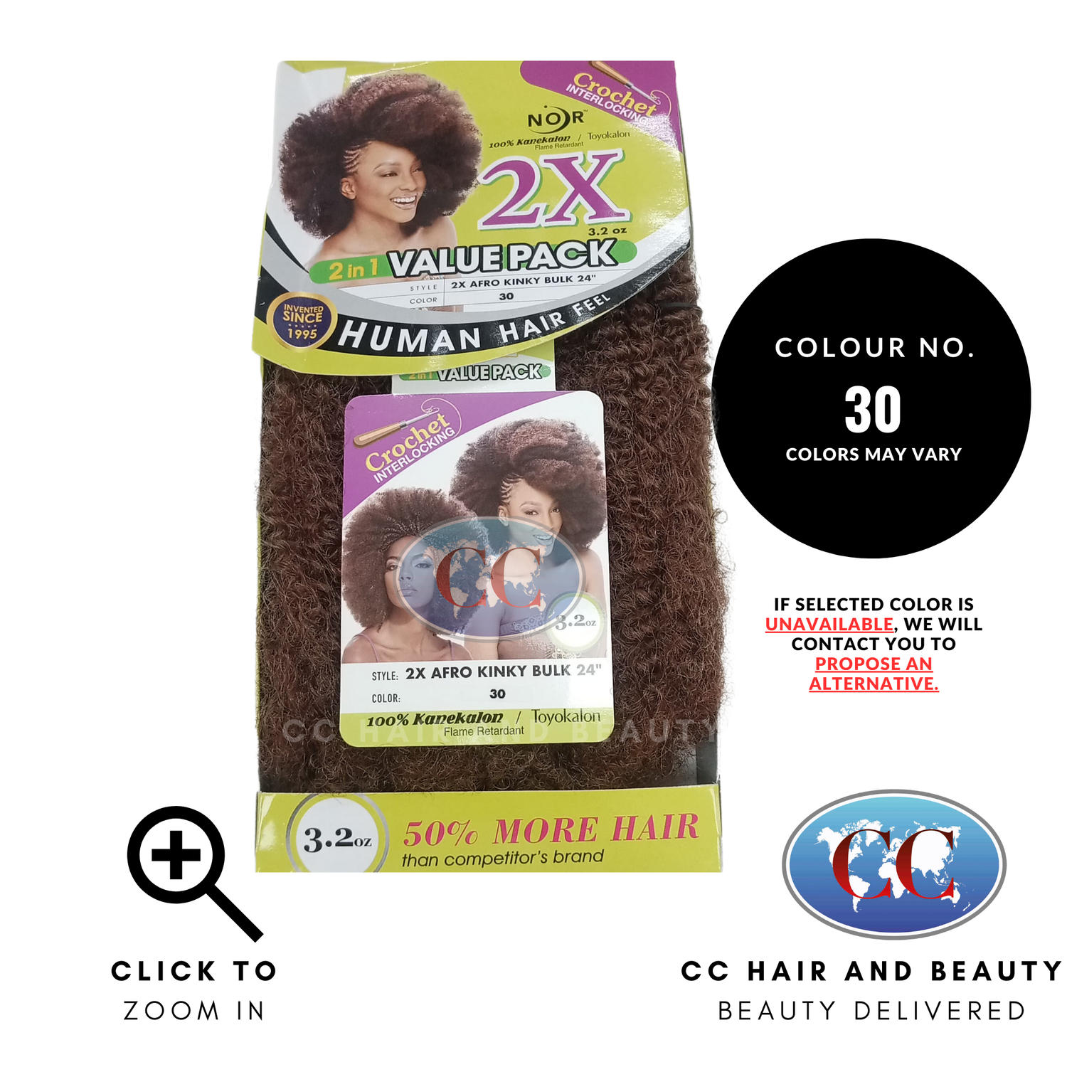 Janet Collection 2x Afro Kinky Bulk 24"-colour 30