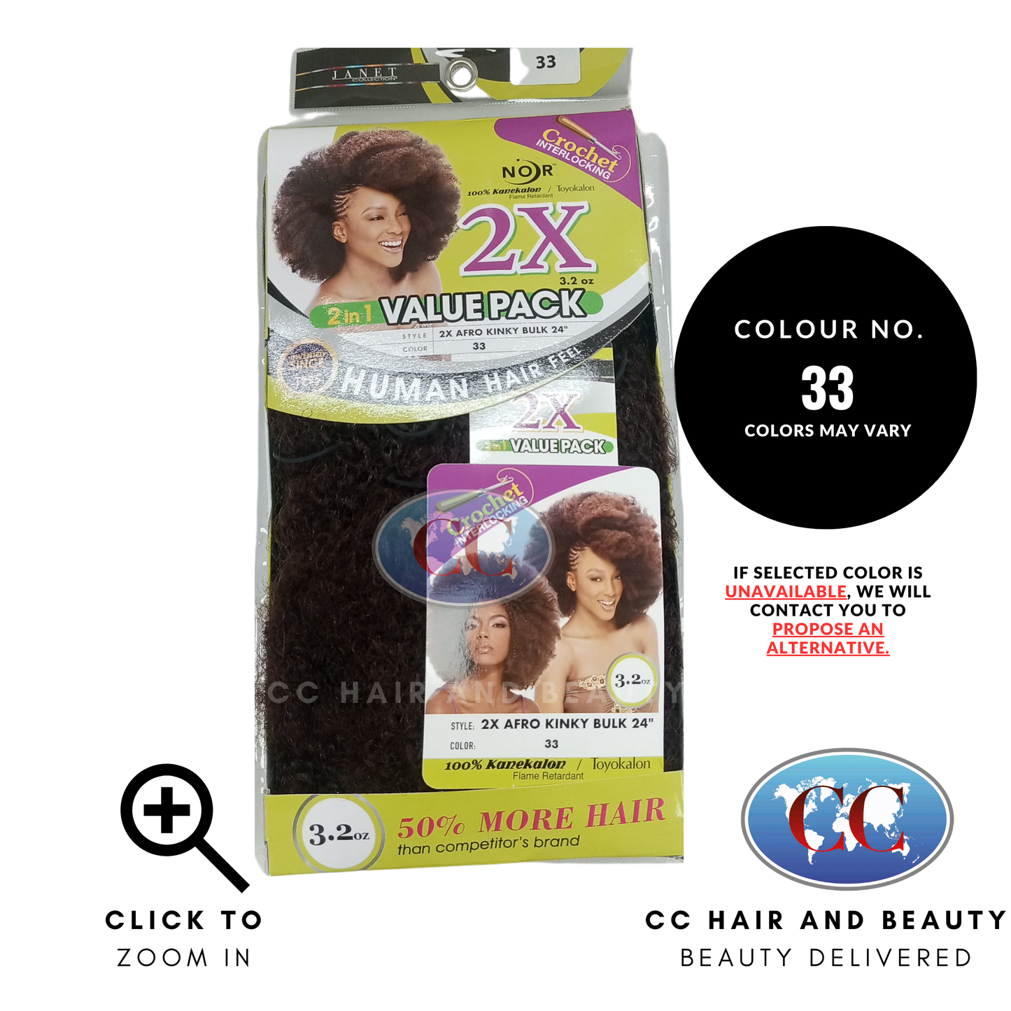 Janet Collection 2x Afro Kinky Bulk 24"-colour 33