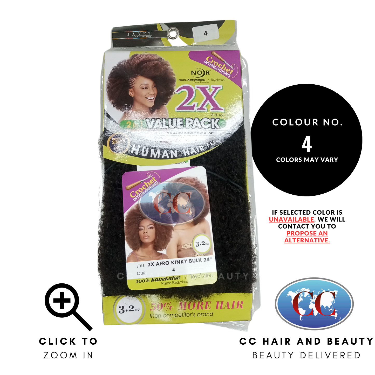 Janet Collection 2x Afro Kinky Bulk 24"-colour 4