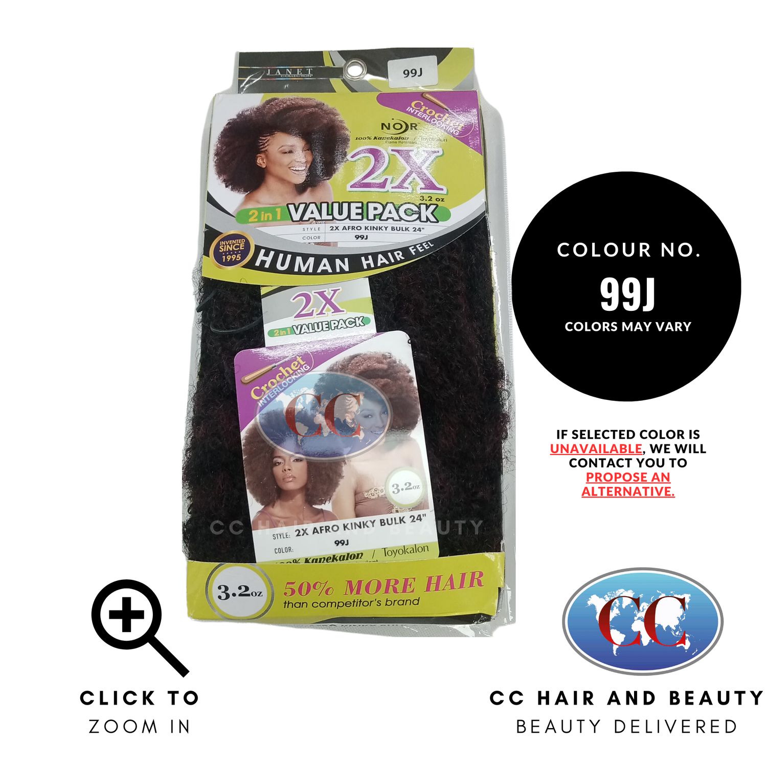 Janet Collection 2x Afro Kinky Bulk 24"-colour 99J