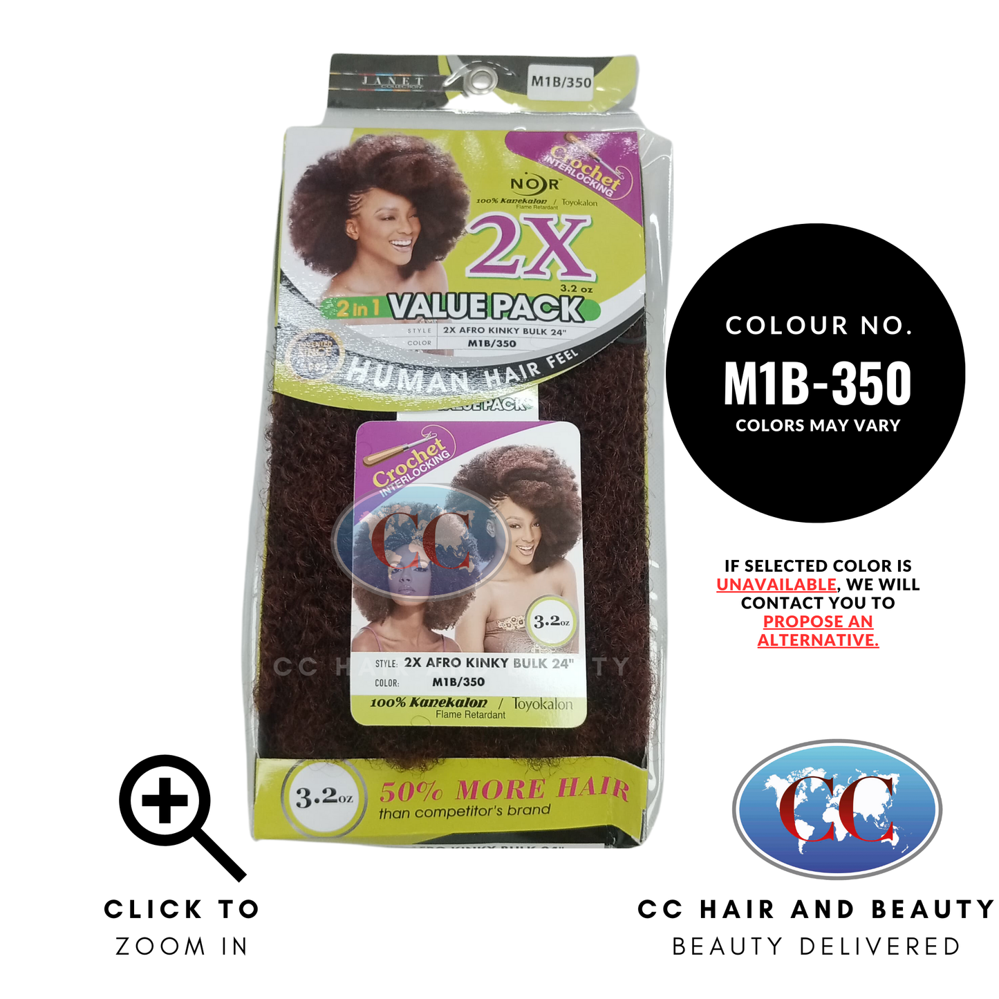 Janet Collection 2x Afro Kinky Bulk 24"-colour M1B/350