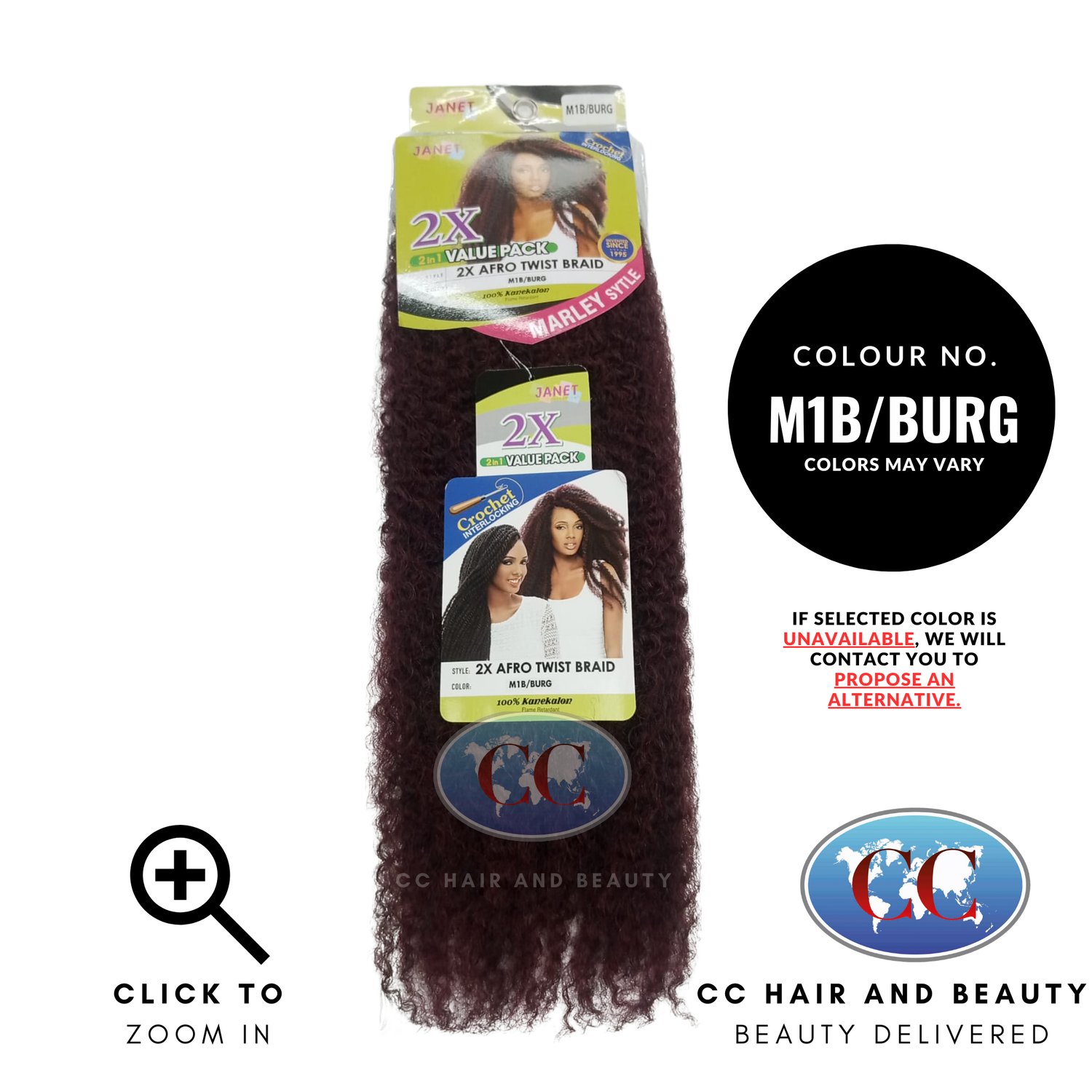 Janet Collection Afro Twist Braid-colour M1B/BURG