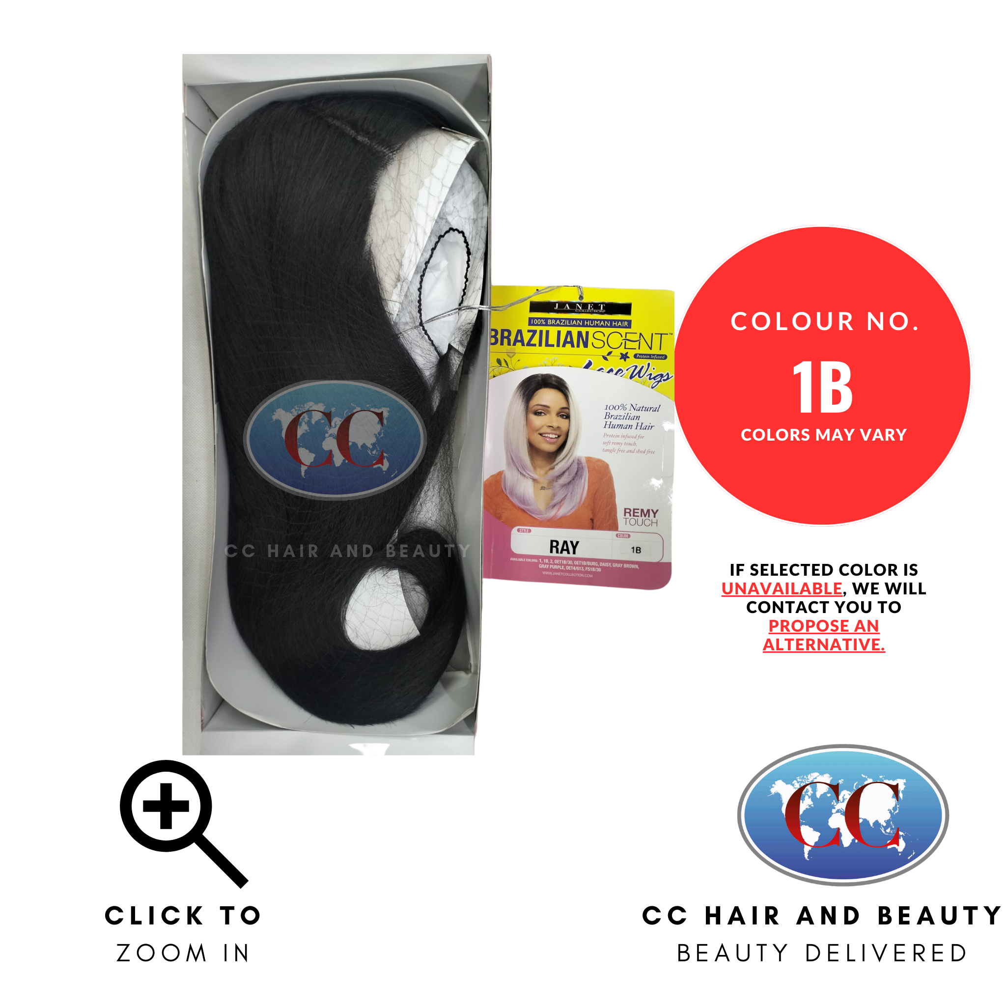 Janet Collection Human Hair Blend Lace Front Wig Brazilian Scent - Ray-Colour 1B