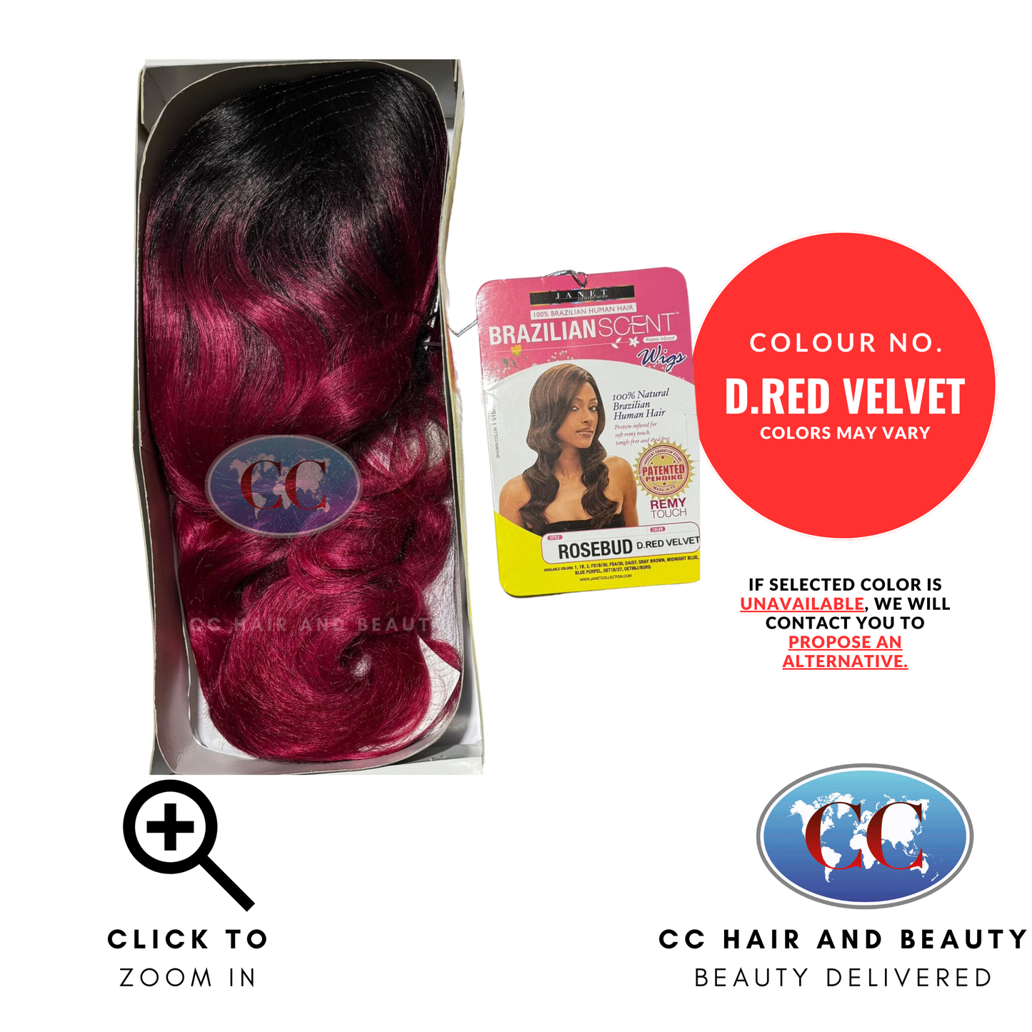 Janet Collection Human Hair Blend Lace Front Wig Brazilian Scent - Rosebud-Colour D.RED VELVET
