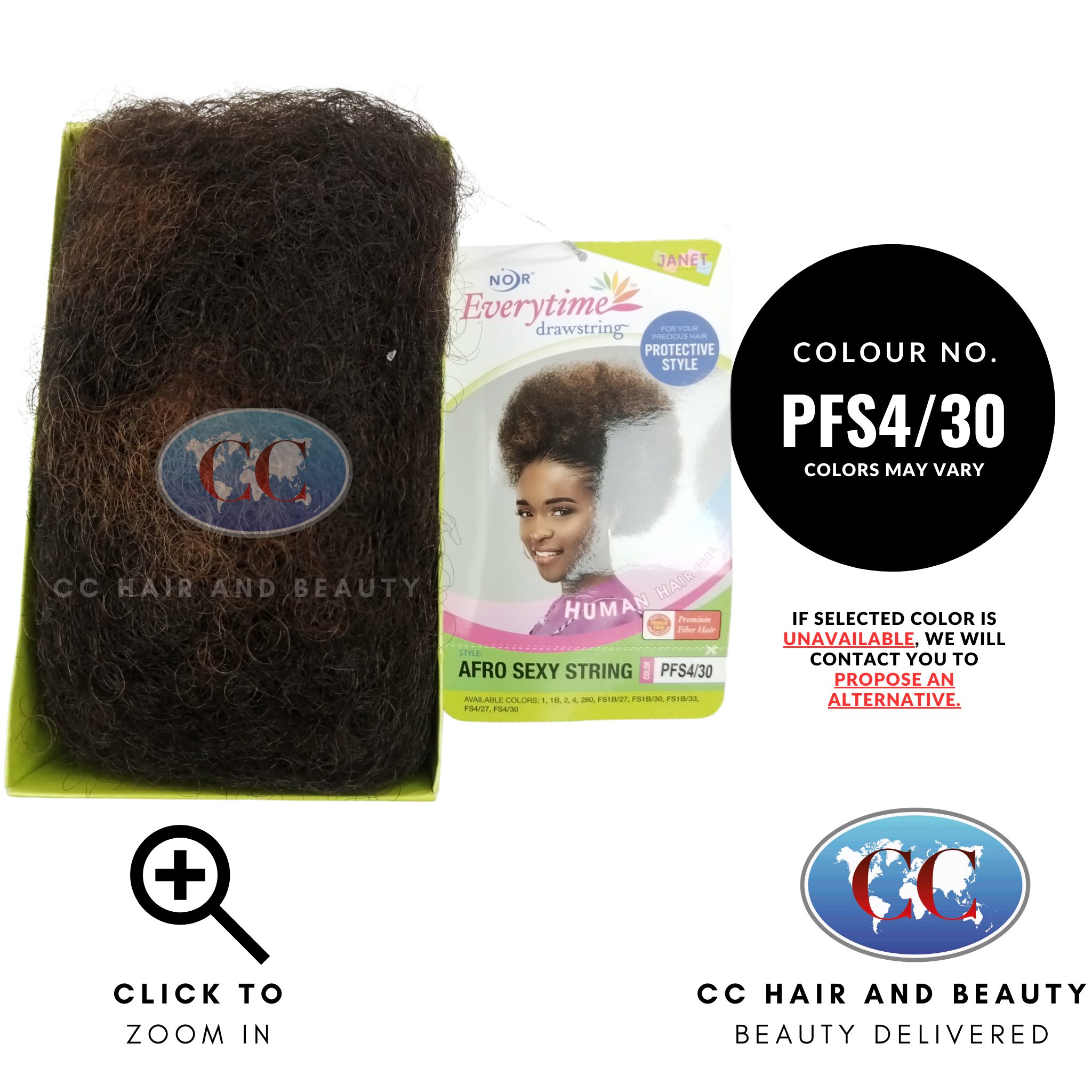 Janet Noir Everytime Afro Sexy Draw String-Colour PFS4/30