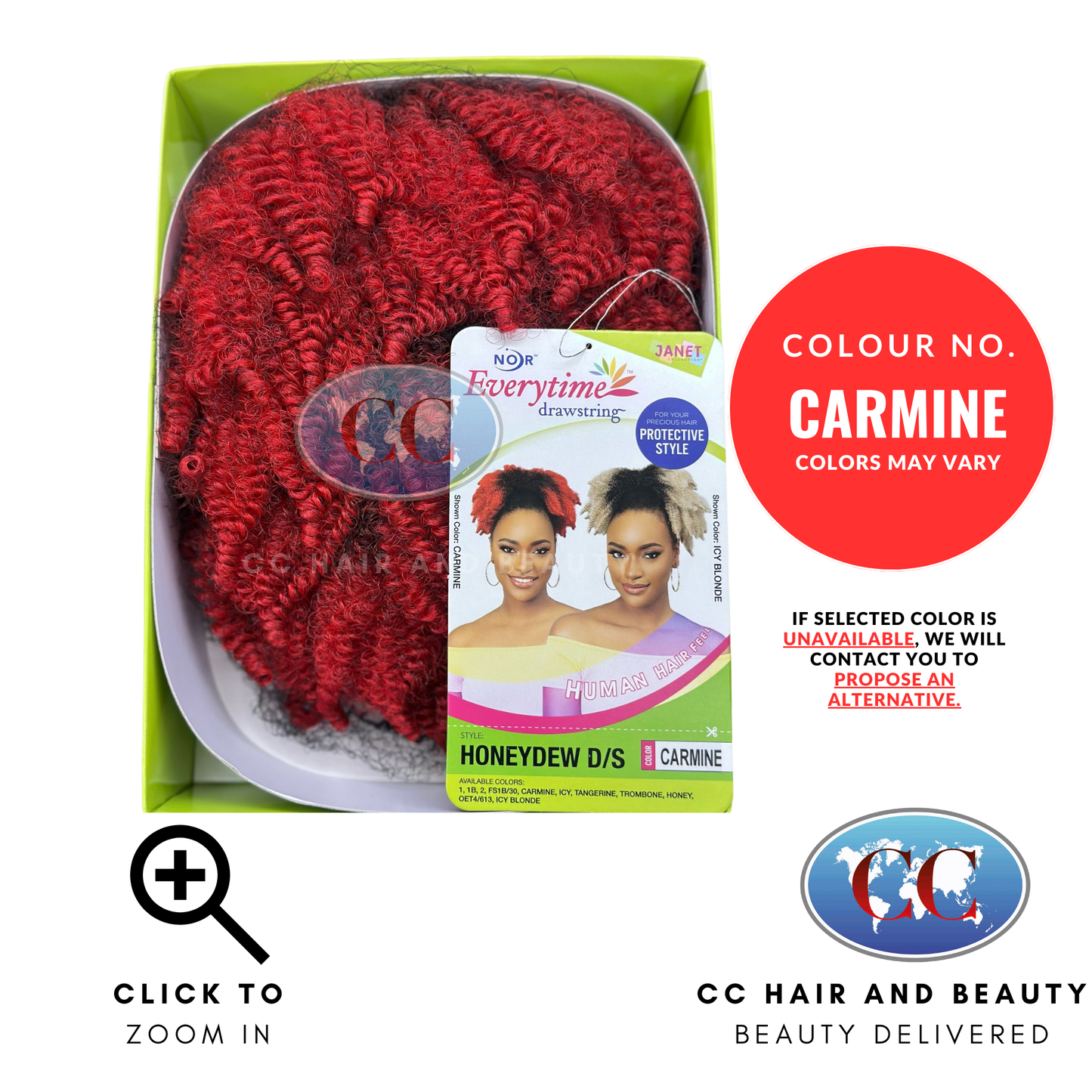 Janet Noir Honeydew D/S Ponytail-Colour CARMINE