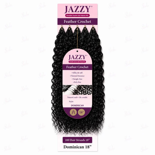 JAZZY Feather Crochet Hair Brazilian Human Hair Blend Crochet - Dominican 18"