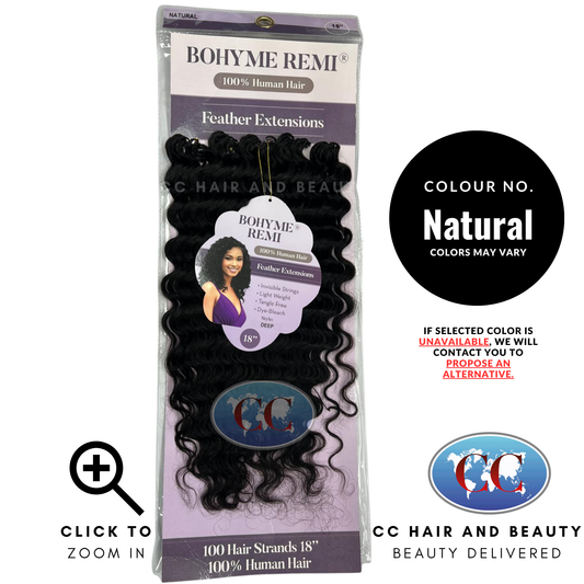 Jazzy Bohyme Remi 100% Human Hair Feather Extensions - Deep 18"- Natural