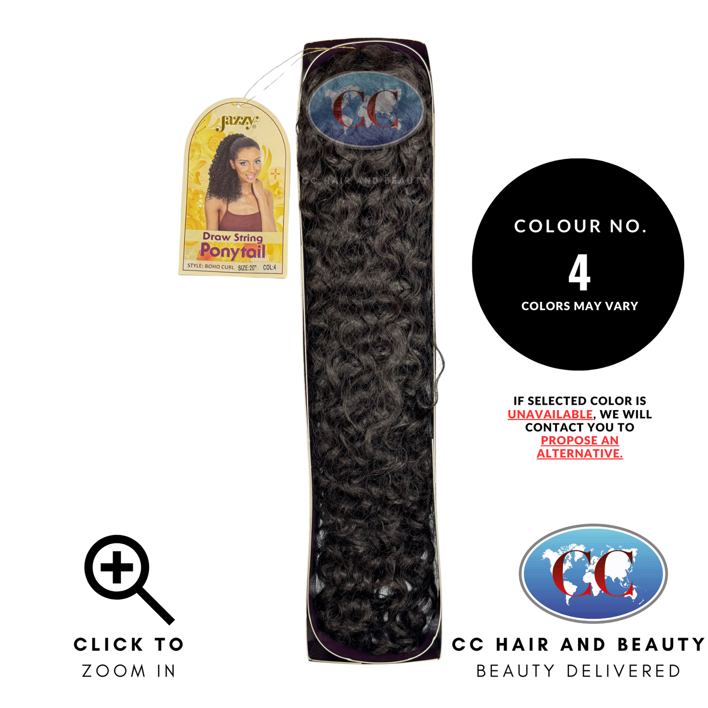 Jazzy Draw String Ponytail 20" - Boho Curl-Colour 4