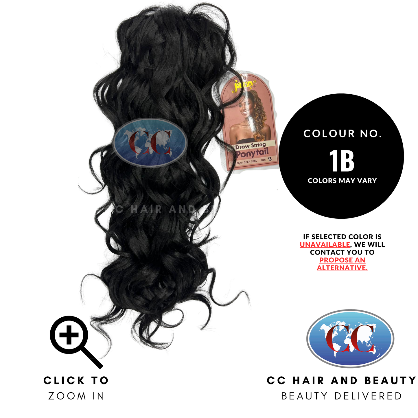 Jazzy Draw String Ponytail Deep Curl- 1B