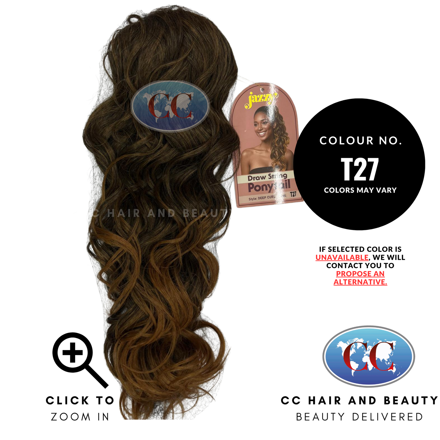 Jazzy Draw String Ponytail Deep Curl- T27