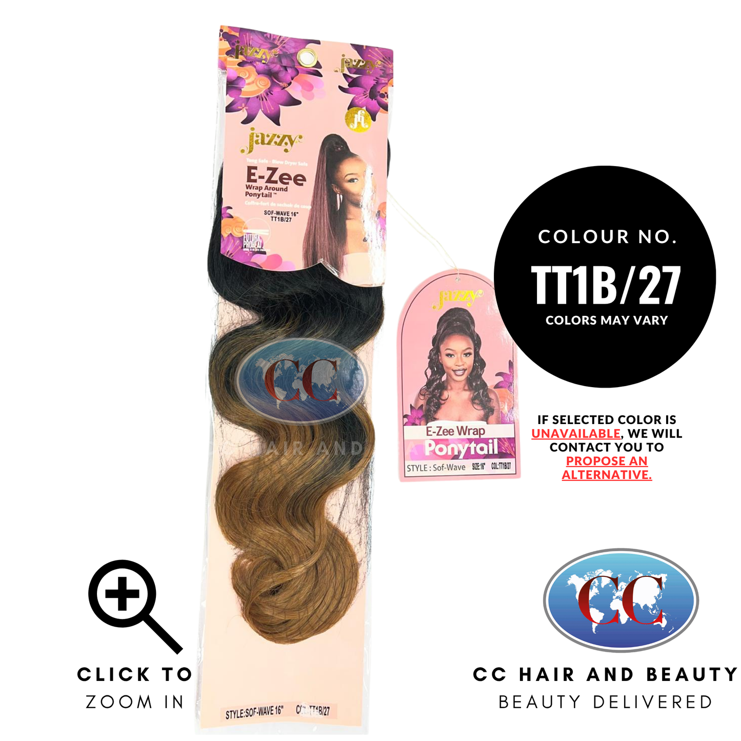 Jazzy E - Zee Wrap Around Ponytail Sof Wave 16"- TT1B/27