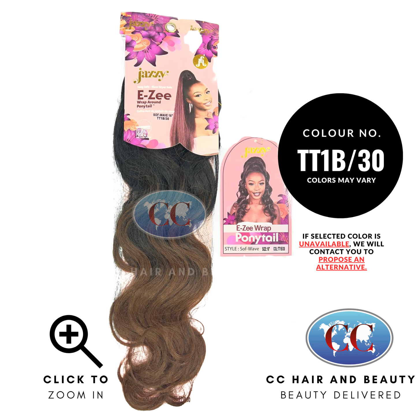 Jazzy E - Zee Wrap Around Ponytail Sof Wave 16"- TT1B/30