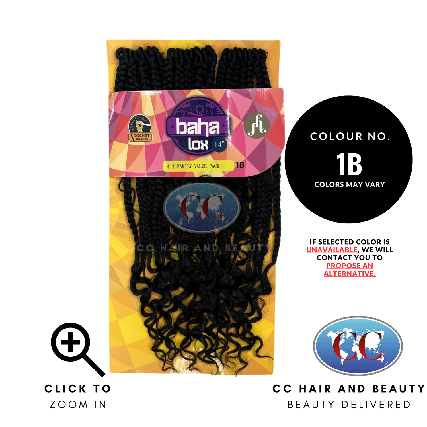 Jazzy Hair Baha Box Lox 4x Family Value Pack 14"-Colour 1B