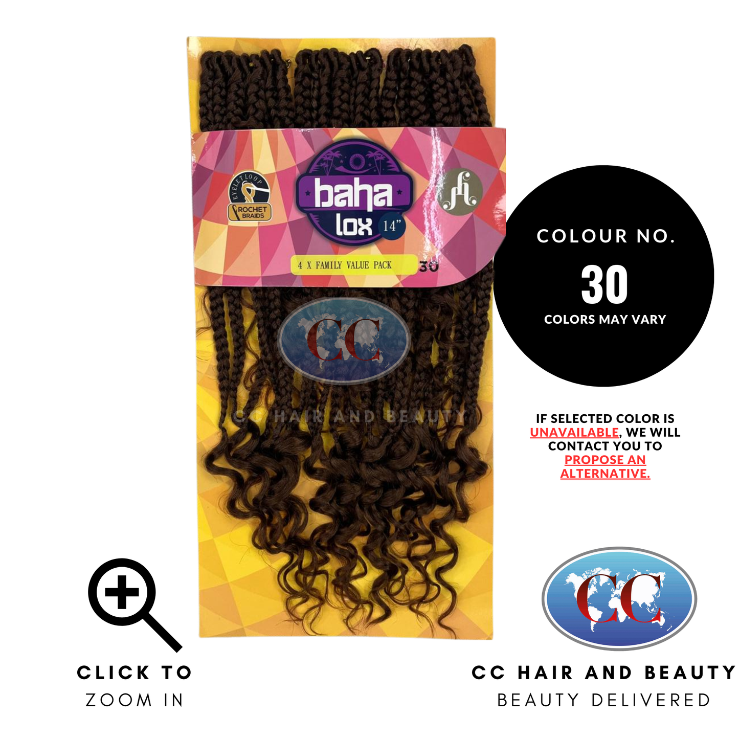 Jazzy Hair Baha Box Lox 4x Family Value Pack 14"-Colour 30