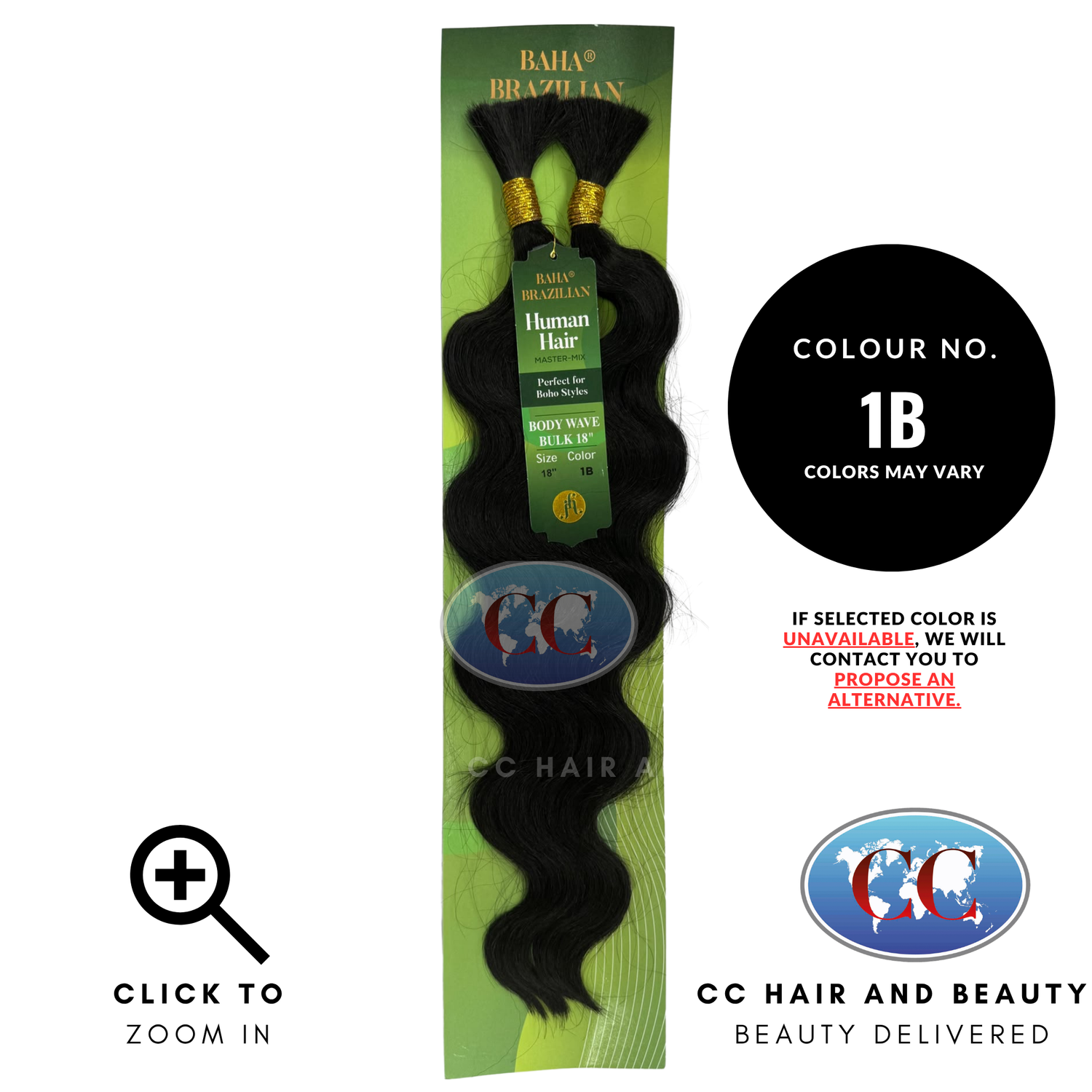 Jazzy Hair Baha Brazilian Human Hair Master Mix - Body Wave Bulk 18" - 1B