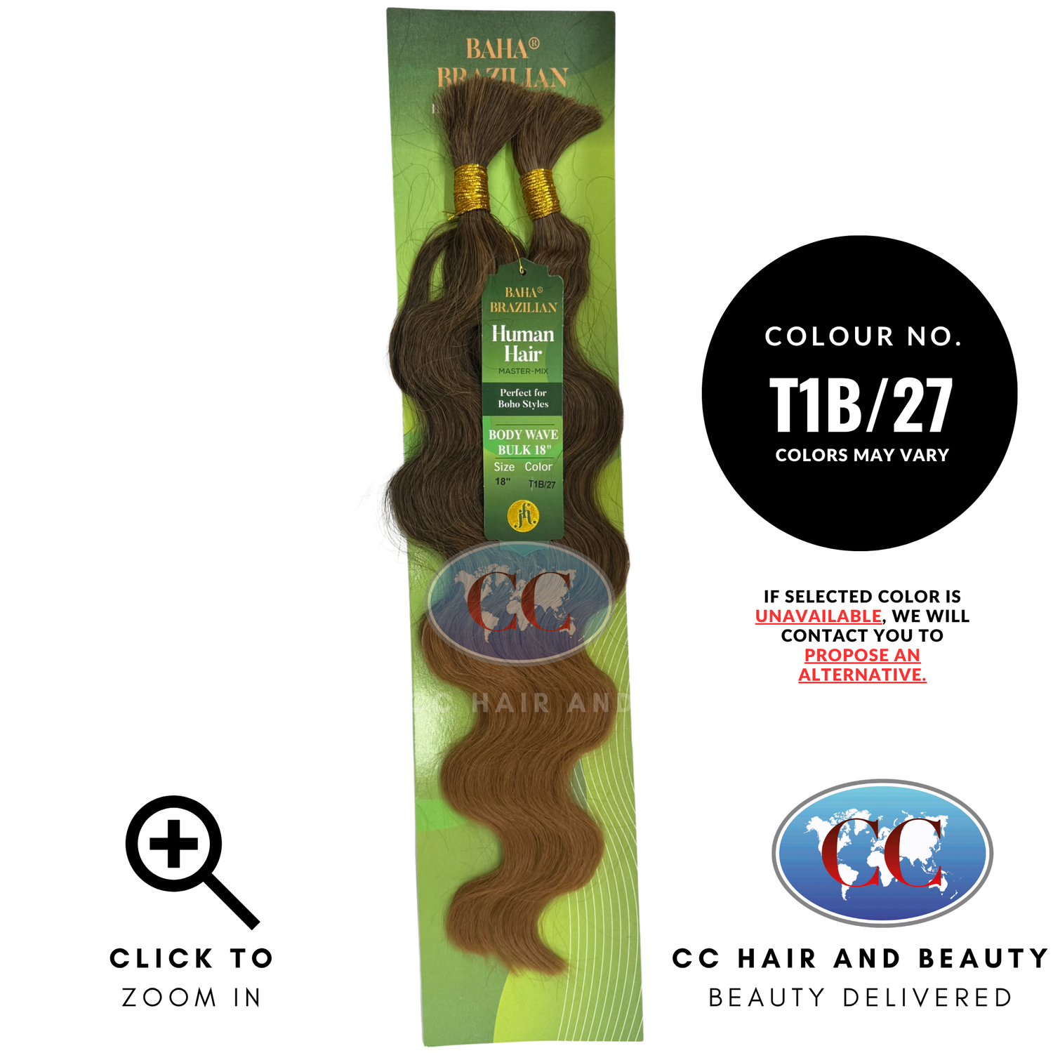Jazzy Hair Baha Brazilian Human Hair Master Mix - Body Wave Bulk 18" - T1B/27
