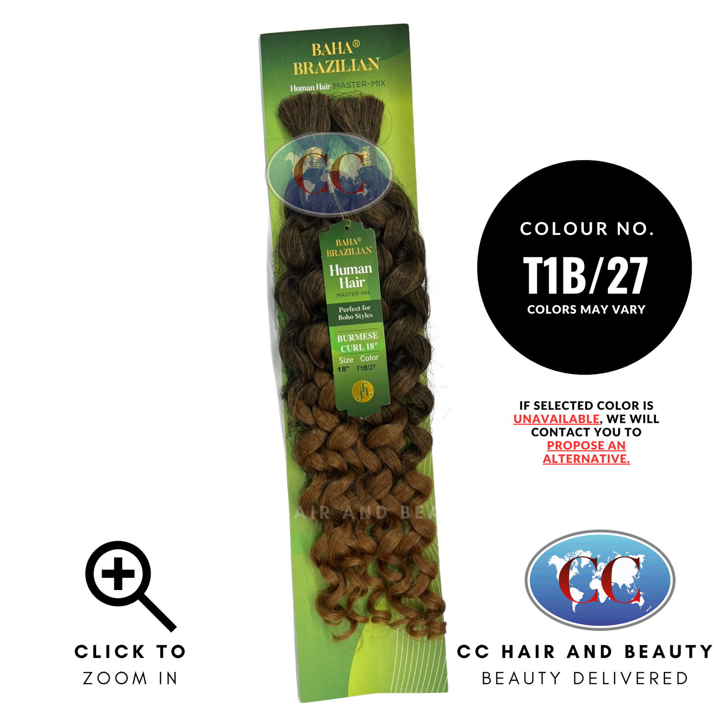 Jazzy Hair Baha Brazilian Human Hair Master Mix - Burmese Curl 18" - T1B/27
