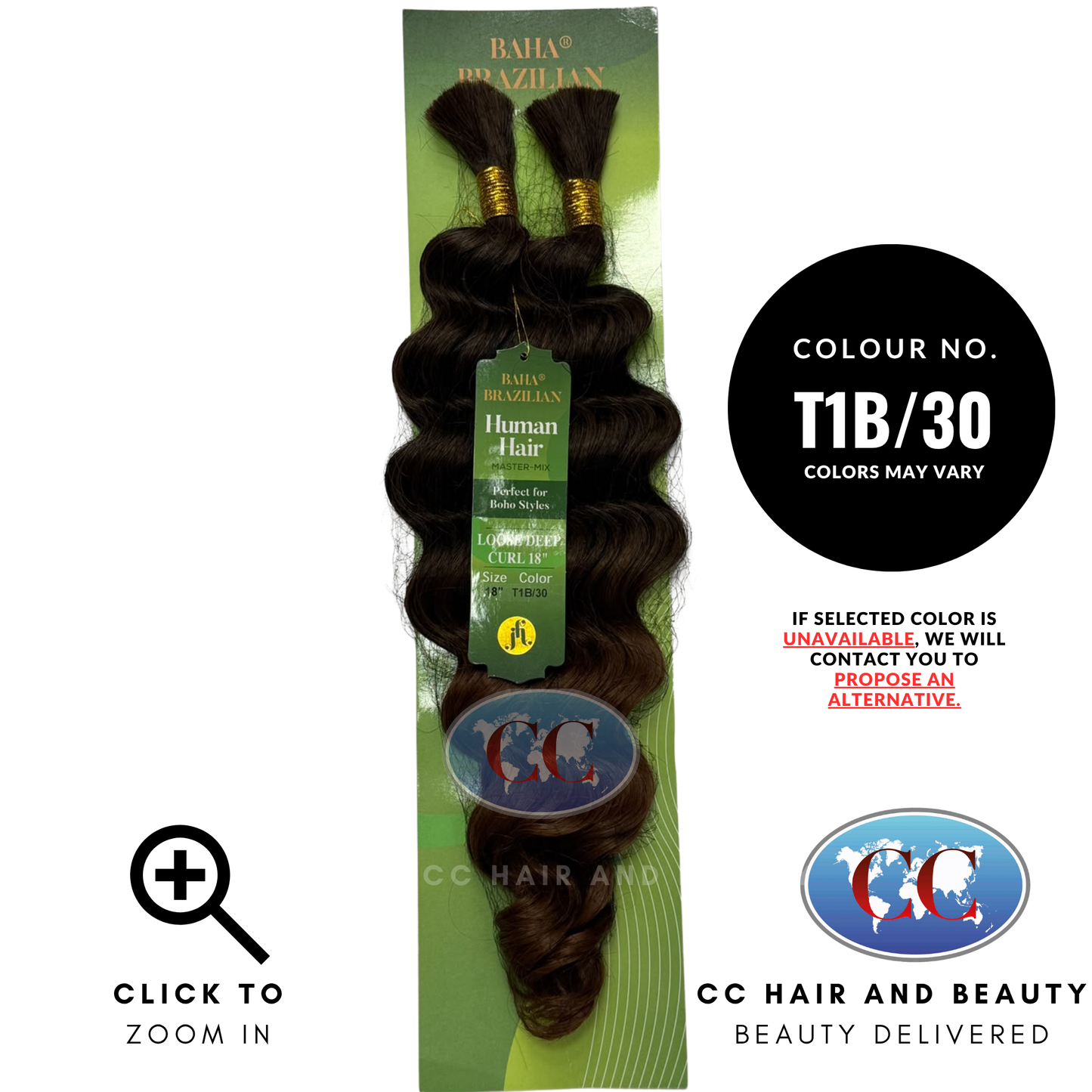Jazzy Hair Baha Brazilian Human Hair Master Mix - Loose Deep Curl 18" - T1B/30