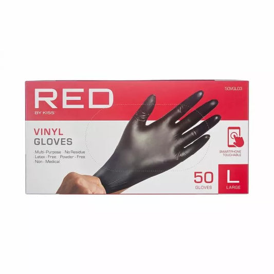 Red By Kiss Vinyl Gloves Black  ( L )
