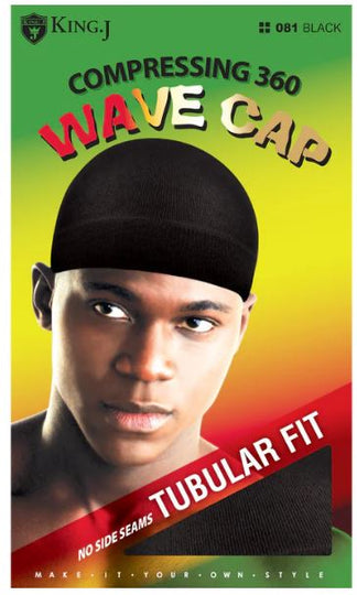 King.J Compression 360 Wave Cap No side Seams Tubular Fit- Black 081 Black
