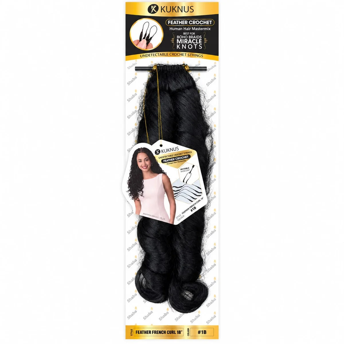 Kuknus Feather Crochet Human Hair MasterMix French Curl 18"