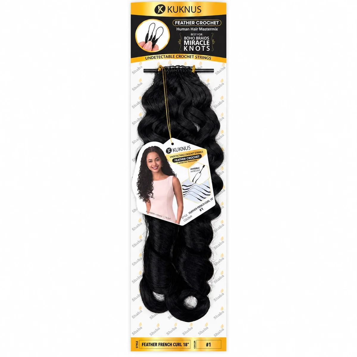 Kuknus Feather Crochet Human Hair MasterMix French Curl 18"