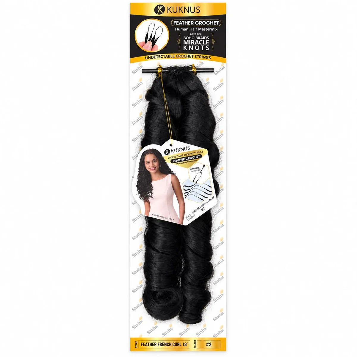 Kuknus Feather Crochet Human Hair MasterMix French Curl 18"