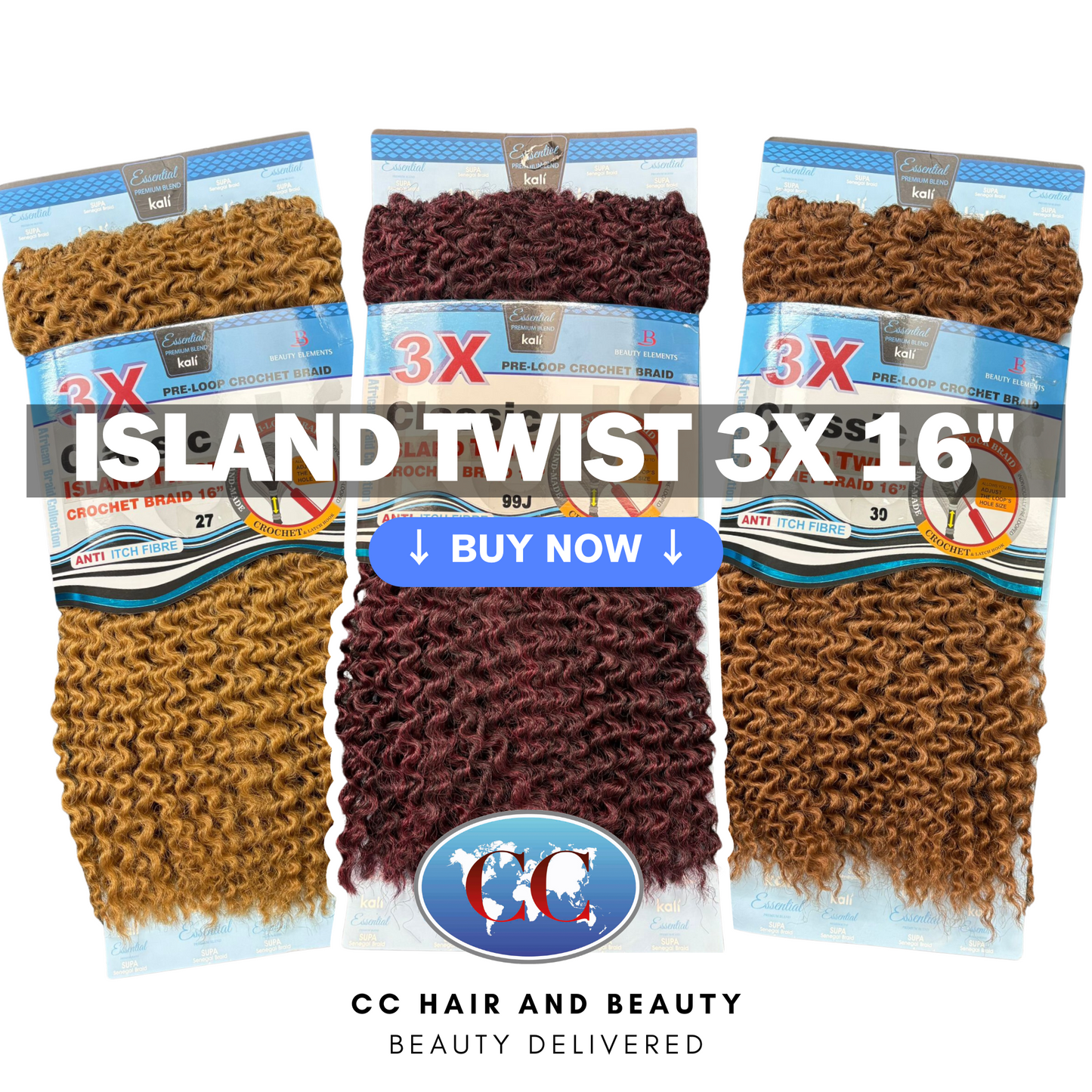 Kali 3X Classic Island Twist Crochet Braid 16"