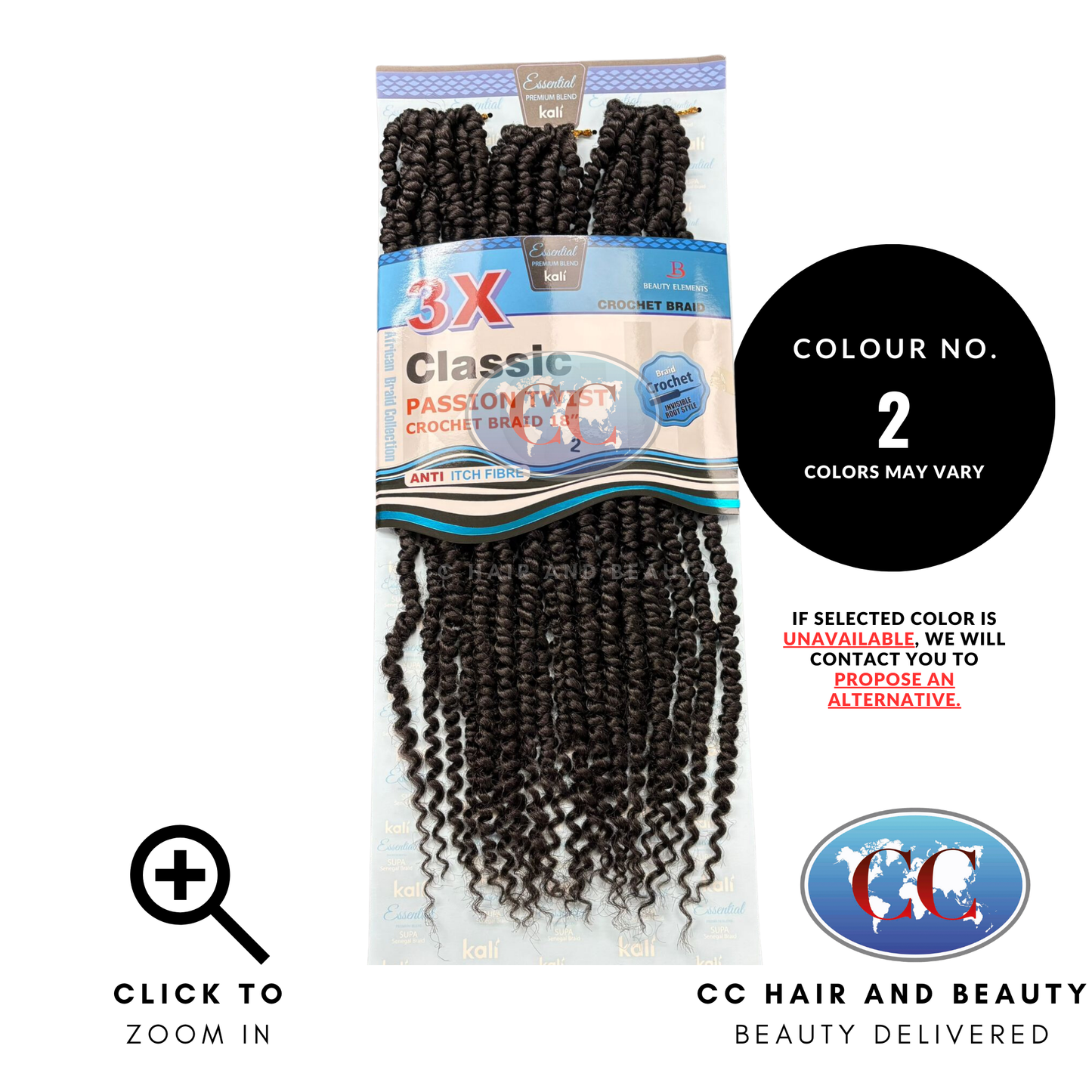 Kali Essential 3x Passion Twist Crochet Braid 18"-Colour 2