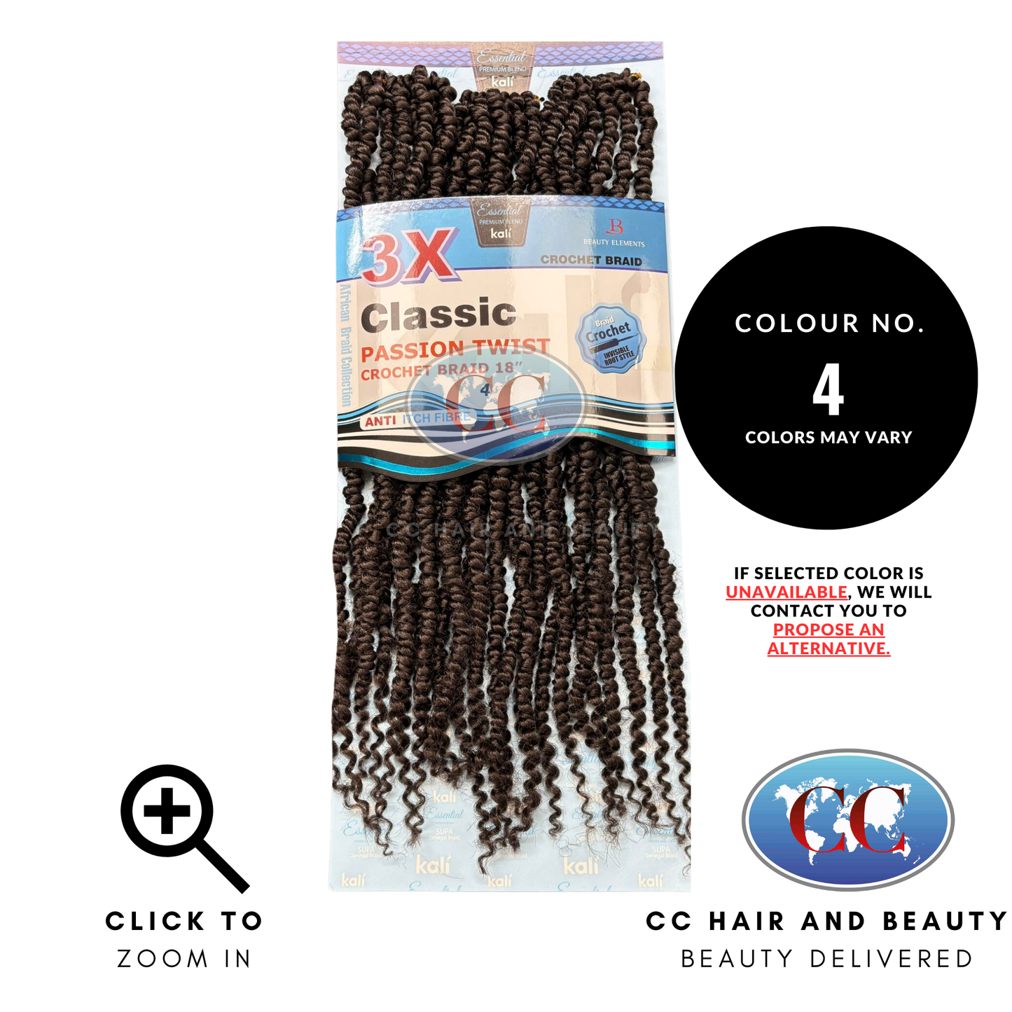 Kali Essential 3x Passion Twist Crochet Braid 18"-Colour 4