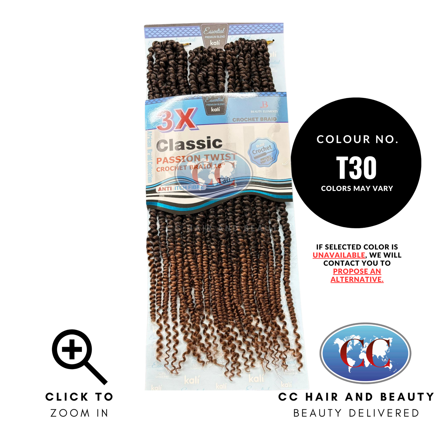 Kali Essential 3x Passion Twist Crochet Braid 18"-Colour T30