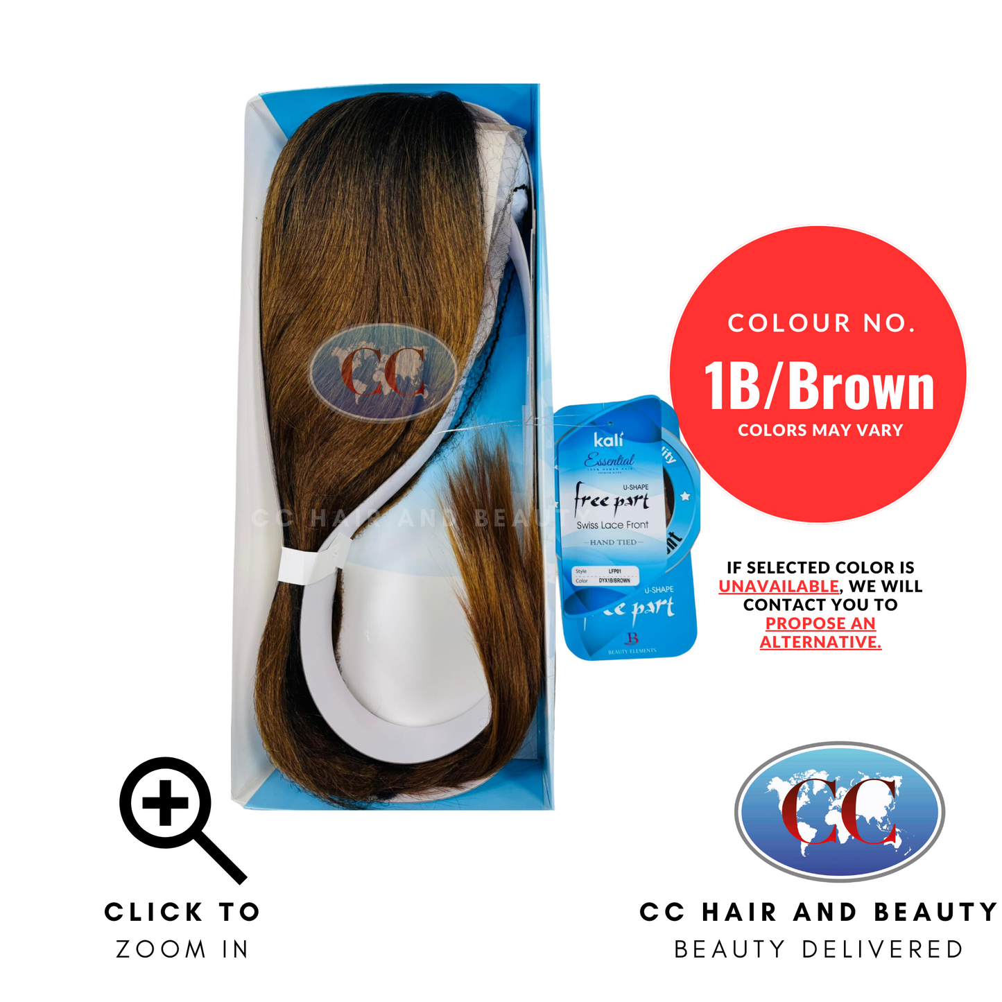 Kali Essentials LFP01 4 x 4 Swiss Lace Front Hand Tied 100% Human Hair LFP01-Colour 1B/BROWN