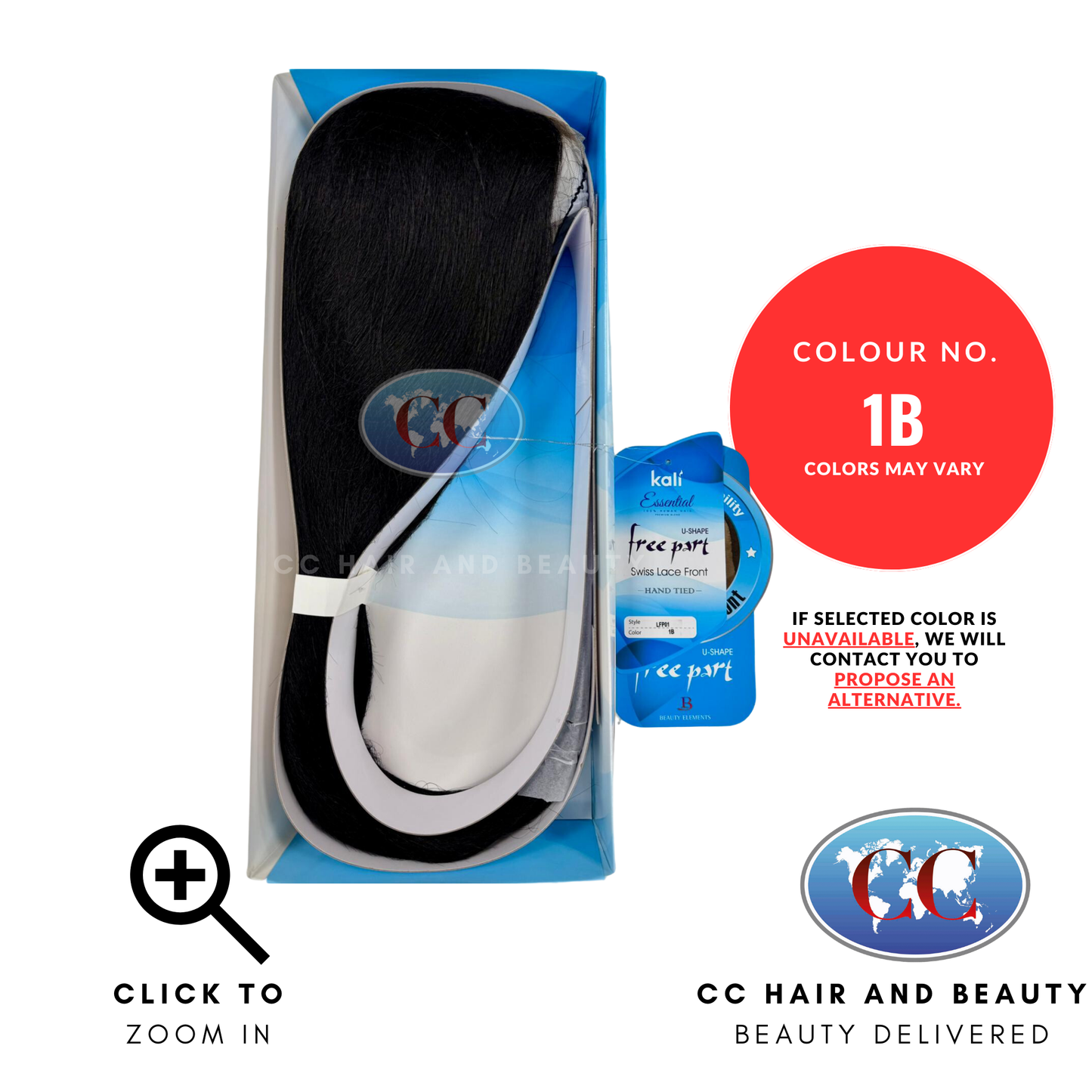 Kali Essentials LFP01 4 x 4 Swiss Lace Front Hand Tied 100% Human Hair LFP01-Colour 1B